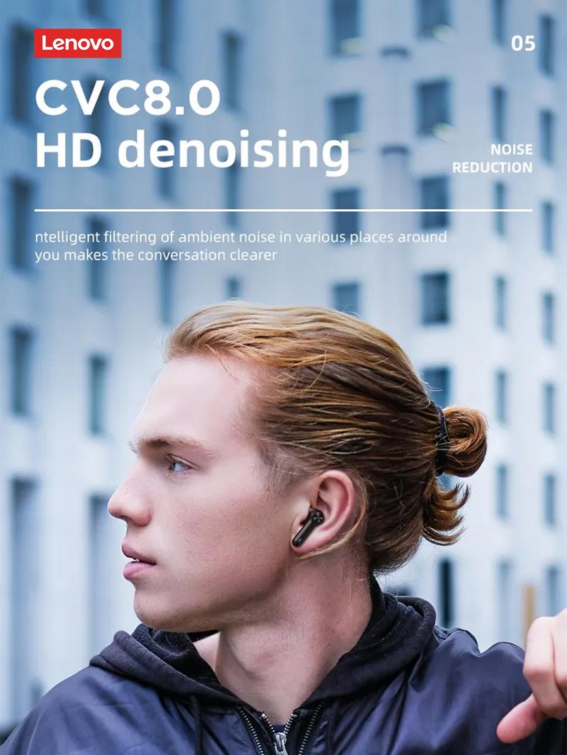 Lenovo LP3 Pro In-Ear Wireless Headphones with Bluetooth 5.0, Hi-Fi Sound Quality, LED Power Display, IPX5 Waterproof, 1200mAh Charging Case Doubles as Emergency Power Bank for Phones