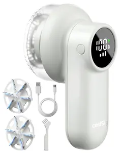 ColdSky Rechargeable Fabric Shaver, Lint Shaver with Digital Display, Sweater Shaver with 6-Leaf Blades and Safety Lock, 3-Speeds Defuzzer Remove Fuzz, Pills from Clothes, Furniture, Sofa, Blanket Pink