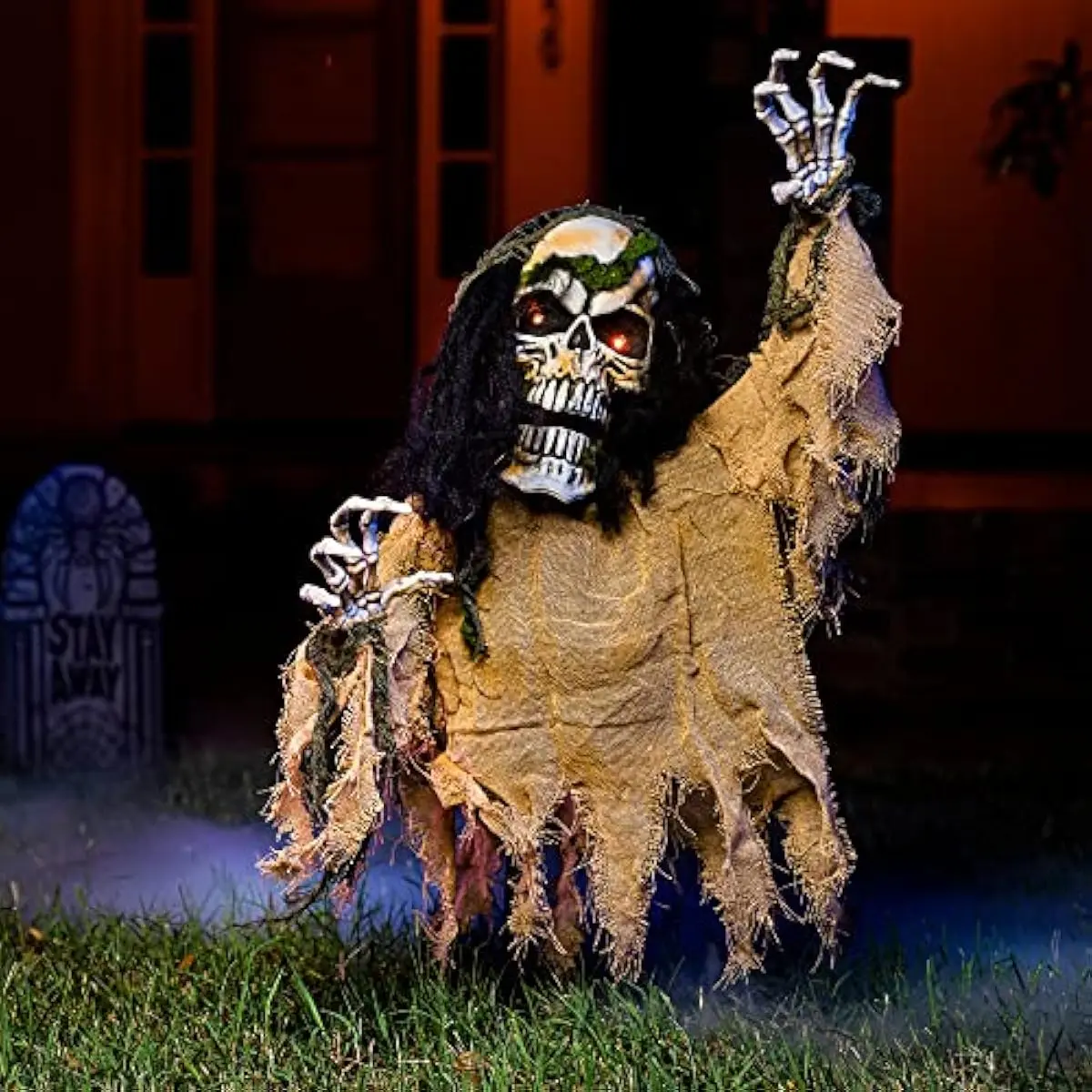 Halloween Decoration Outdoor Animated Zombie Groundbreaker, Light-up Skeleton Zombie Groundbreaker Prop with Creepy Sound for Halloween Outside Decoration, Lawn, Yard, Patio, Haunted House Decor