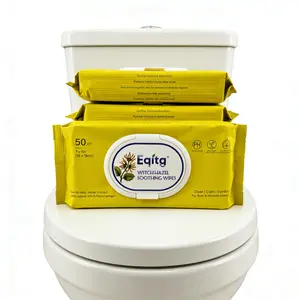 Witch Hazel Flushable Wipes for Sensitive Skin | Hemorrhoid Relief & Intimate Hygiene | Alcohol-Free, pH Balanced (50 Wipes)