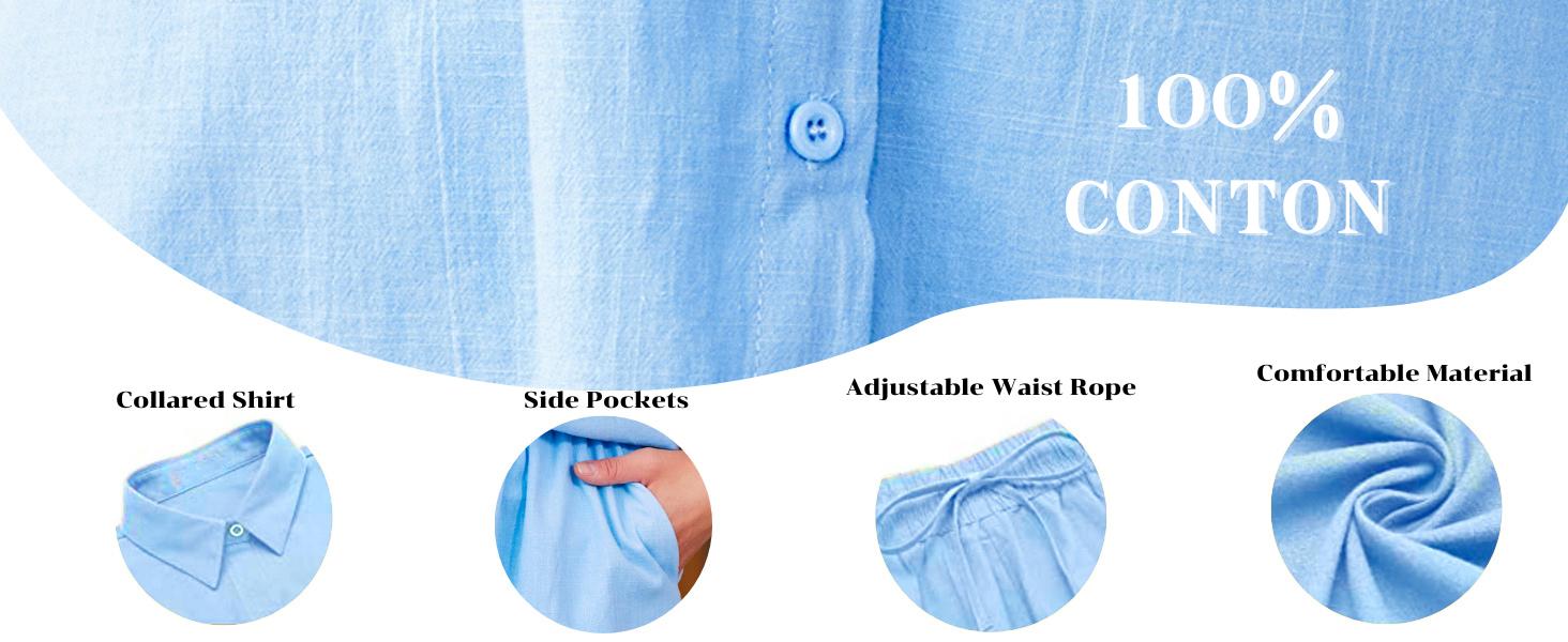 Plus Size Women's 2 Piece Outfits Cotton Linen Shirt and Drawstring Shorts Set Summer Tracksuits 2025#US 2025 Deals for You Days