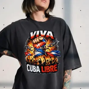 Viva Cuba Libre Patriotic TShirt with Bold Design Showcasing Cuban Flag Ideal for Cultural Celebrations Unisex Fit for Men and Women