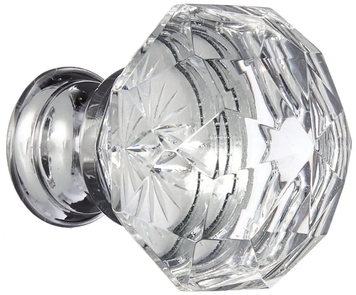 Emtek 86012US26 Screw-In 1.25 in. (1' dia.) Crystal Diamond Cabinet Knob, Bright Chrome