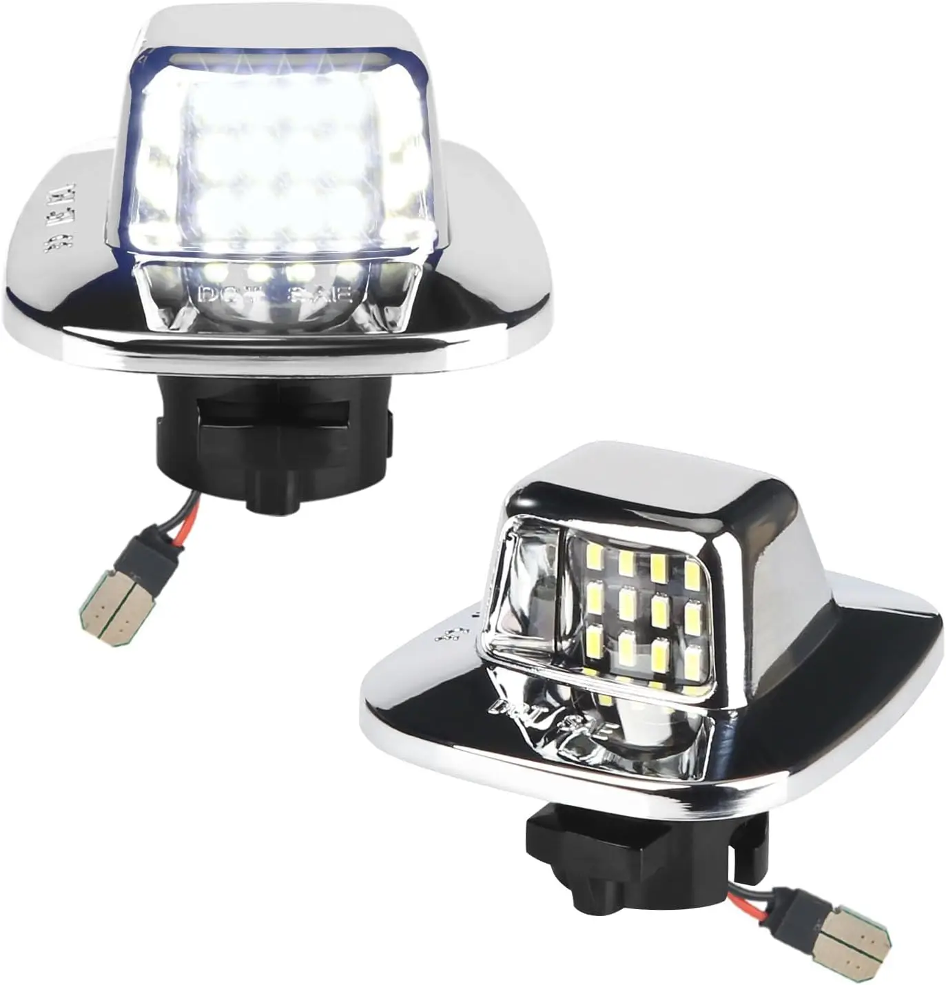 LED License Plate Light Lamp Assembly Compatible with 1988-1999 Chevy C1500 K1500 Silverado Sierra Pickup Tahoe Yukon Blazer S10 Sonoma S15 Chrome Housing 6000K White, Pack of 2, Gmc, 1992-2000 Gmc Yukon