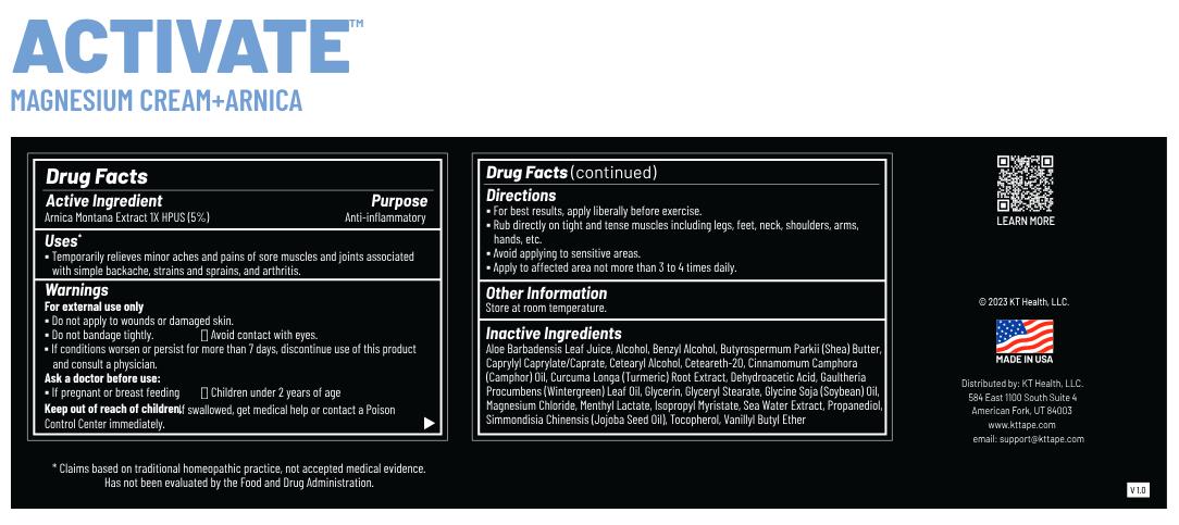 KT Health Magnesium Creams - Activate Muscle Care with Arnica to Warmth Up Muscles + Stiffness Relief - Recover Cools and Relaxes Post Workout Performance Warming