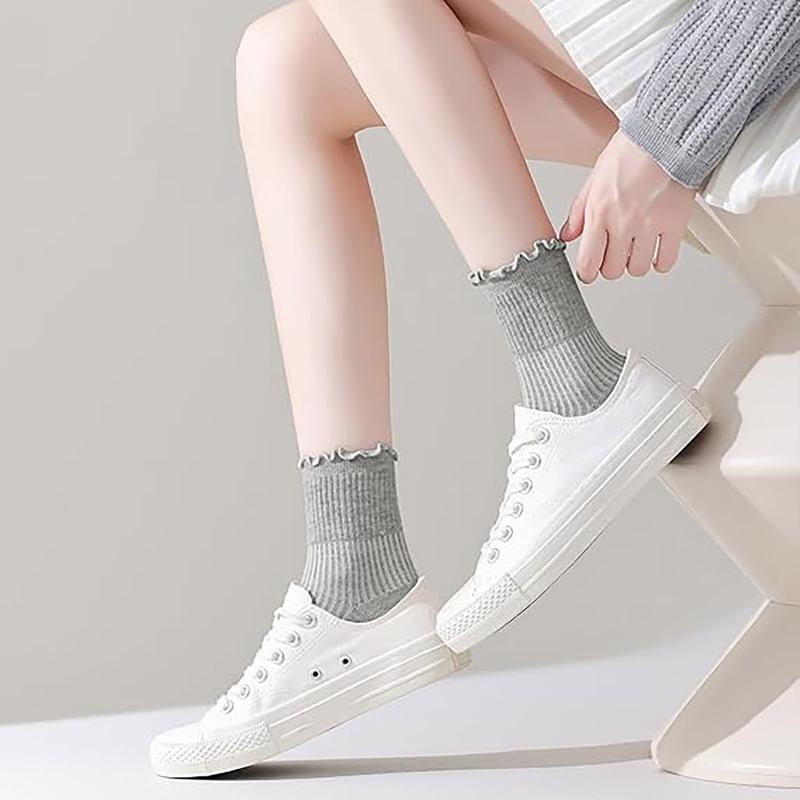 Ruffle Ankle Socks  Lettuce Edge Crew Socks（gift）