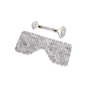 Rock Crystal Quartz Eye Mask (8.28x3.54) with Face Roller (5.82x1.57x2.36)