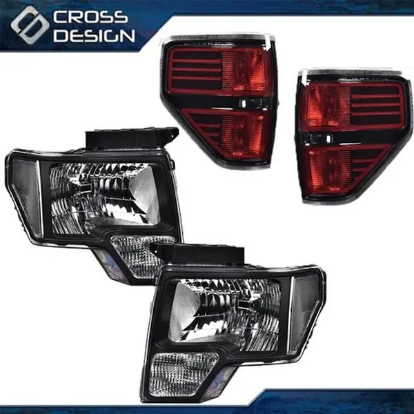 CROSSDESIGN Tail Light Brake+Side Clear Corner Headlights Fit For 2009-14 Ford F-150 Pickup