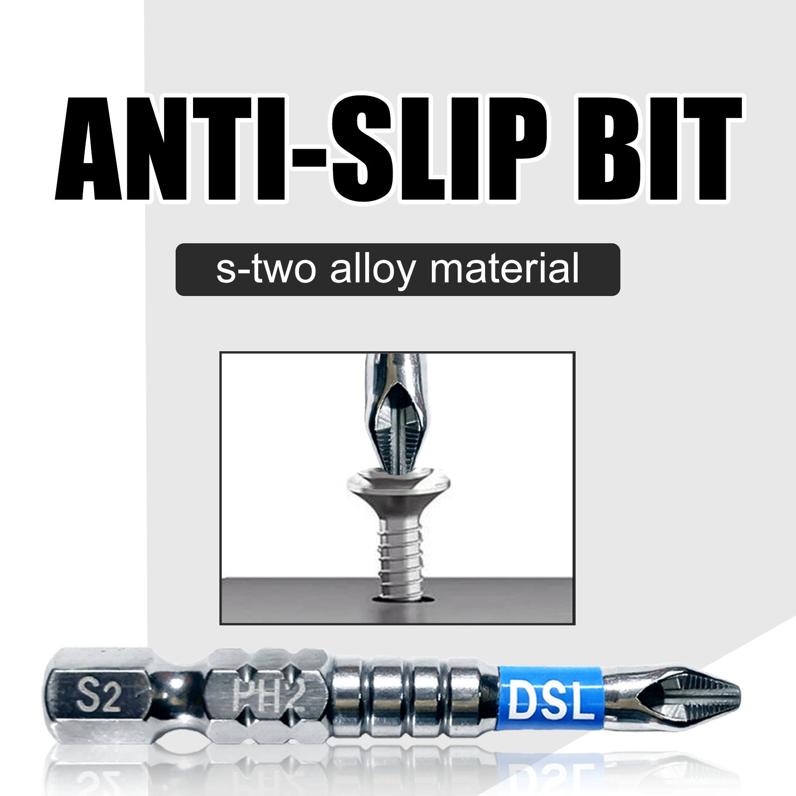 10pcsPhillips Screwdriver Bit PH2 Serrated Tip 1/4" Hex Shank 2" (50mm) Long Impact Magnetic Anti Slip Cross Screw Driver Industrial Power Drill Bits for Remove Fastening Screws