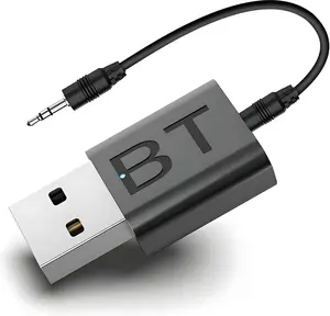 Mini 2-in-1 USB Bluetooth Receiver,Bluetooth 5.4 Wireless Audio Adapter 3.5mm Car Kit Music Receiver for Home/Car Stereo Sound System, Portable Speskers, (Aux in) with 3.5mm Cable