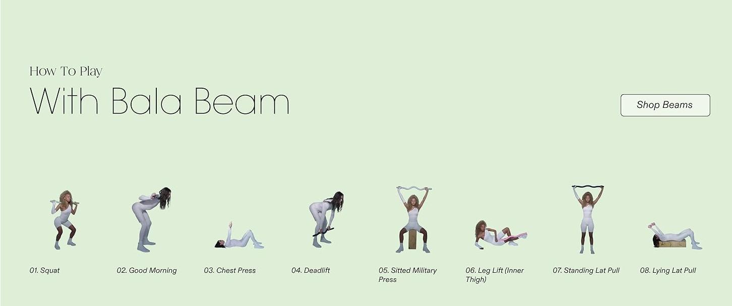 Bala Beam - 36" Ergonomic Strength Training Bar with Soft Silicone Coating Yoga Equipment Workout Bands