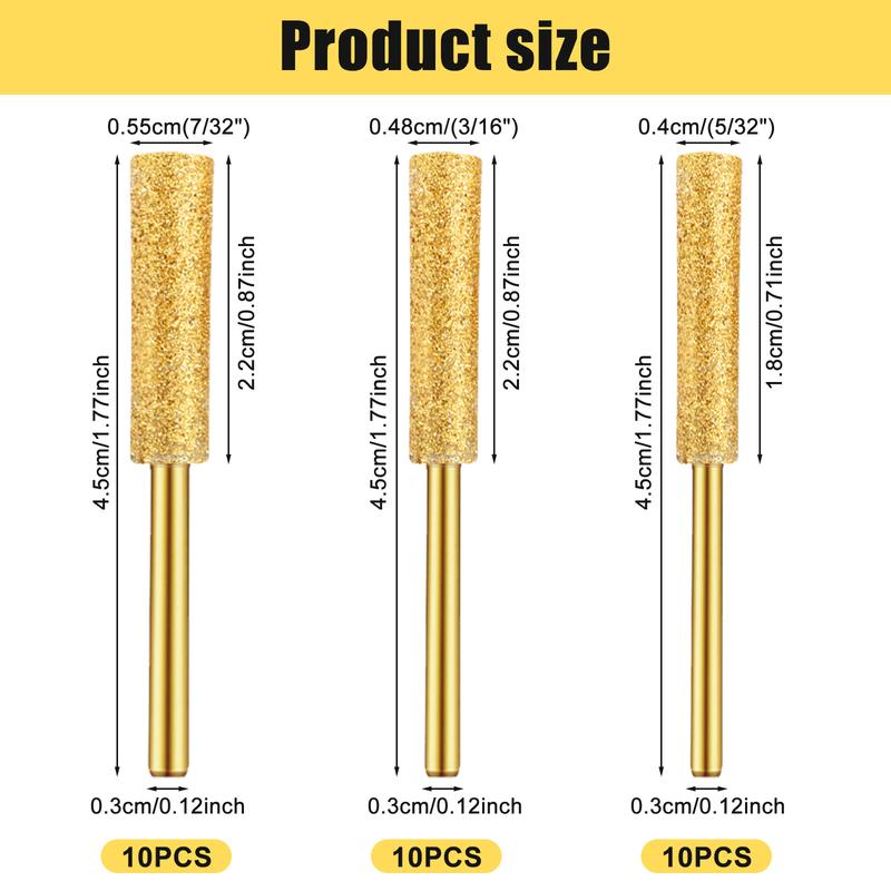 6 Pcs/30pcs Grinding Burr Set Diamond Sharp Rotary Burrs Bit with 1/8 Inch Shank Wear Resistant Burr Grinding Stone File Polishing Grinding Tool Grinding Bits for Chainsaw Stone Metal Wood