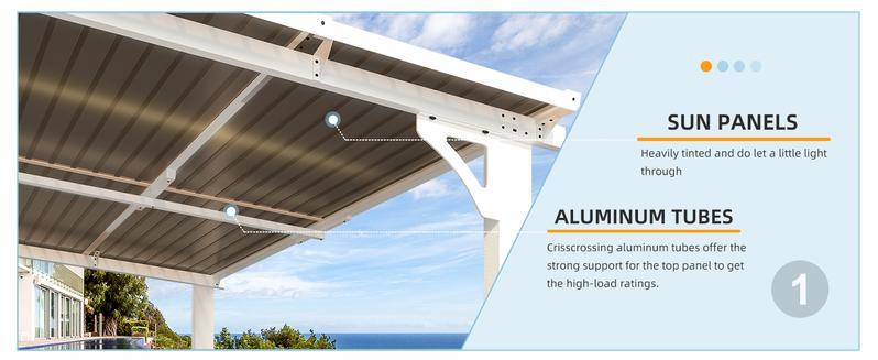 AECOJOY Large Wall Mounted Pergola Gazebo with Heavy Duty Canopy & Adjustable Panels for Outdoor Patio, Deck, and Pool Areas