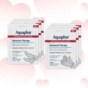Aquaphor Repairing Foot & Hand Masks Bundle 2+2 with Avocado Oil & Shea Butter for Intense Hydration in 10 Minutes Gentle Formula Fragrance Free Moisturizer