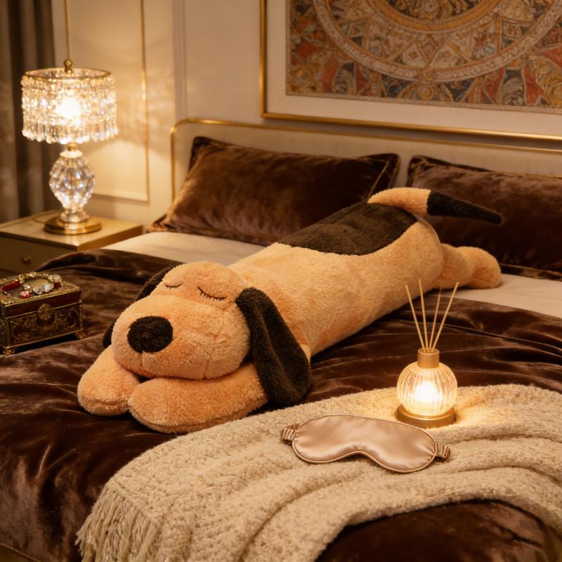 Dog Body Pillow Stuffed Large Dog Stuffed Animal Body Pillow, Soft Hugging Plushy Toy Cuddly Sofa Cushion Home Decor Birthday Gift for Girls Kids Teens Adults (23.6 Inch,Brown)