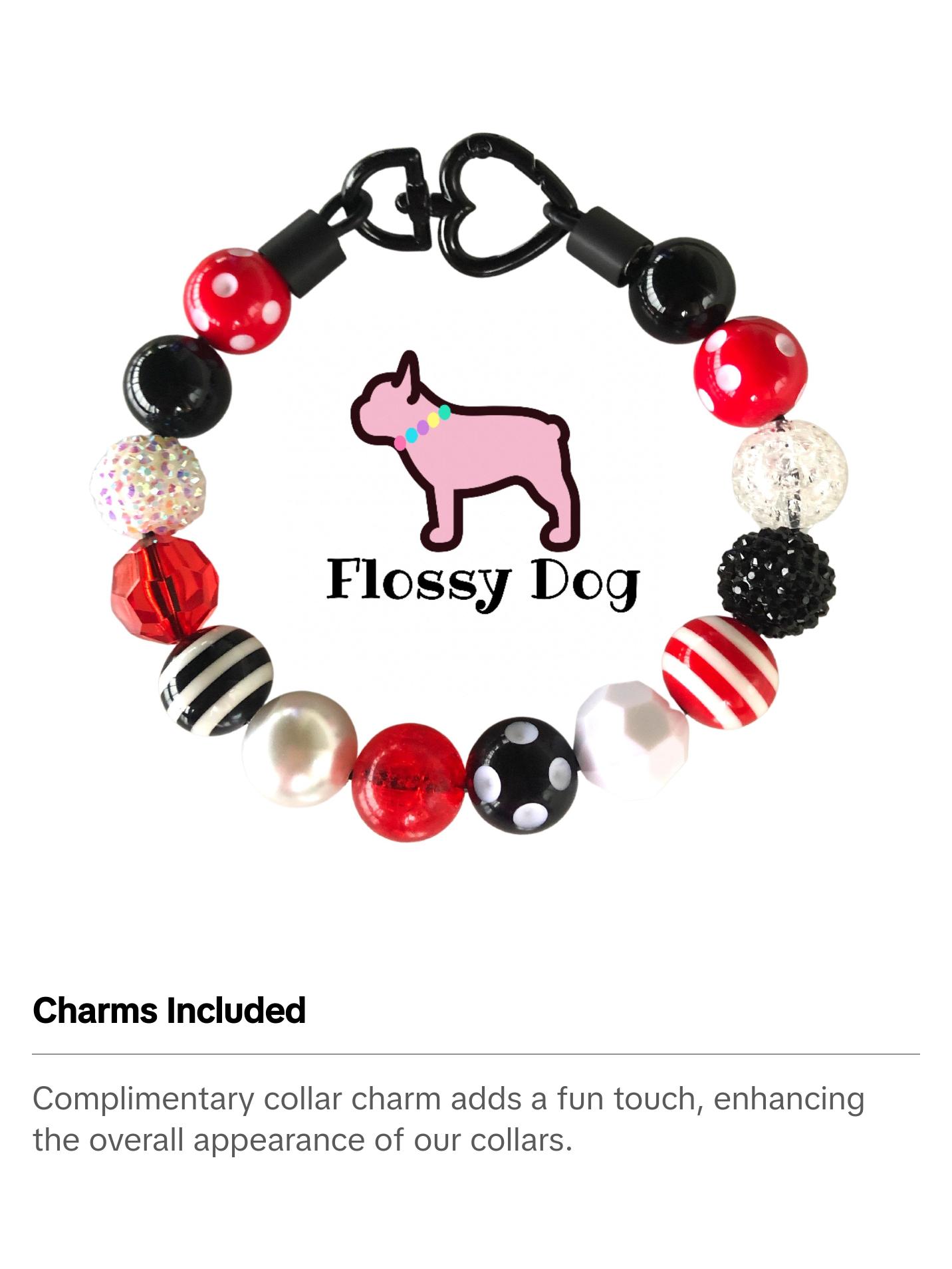 Ladybug Beaded Dog Collar | Durable Dog Necklace | Red, Black, & White | 20mm or 12mm Beads| Pearl Jewelry for Pets | Custom Bead Collars