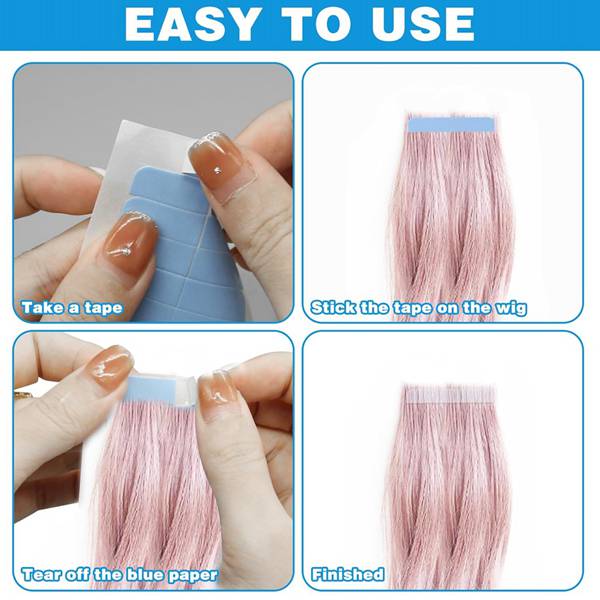 Hair Extension Tape Double Sided Adhesive Tape for Human Hair Extensions Replacement Stickers 20 Sets Blue High-Quality Durable Easy to Use