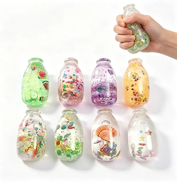 Squishy Bottle Toy, Slow Rising Fruit Stress Balls | Low odor, Smooth Surface Squeeze Toys for Kids Adults，Satisfying Sensory Play, Novelty Gifts Party Favors