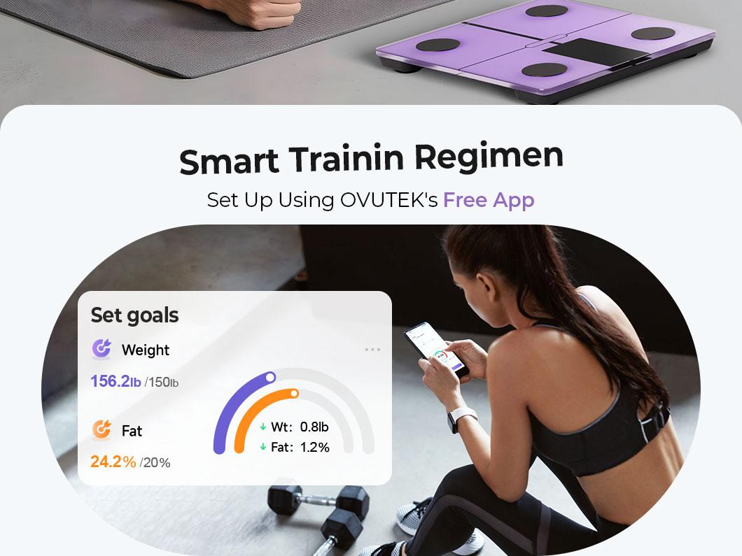 Ovutek Scale for Body Weight, Purple, Digital Bathroom Smart Scale with 14 Body Composition Analyzer Sync Weight Scale BMI Health Monitor Sync Apps 400lbs