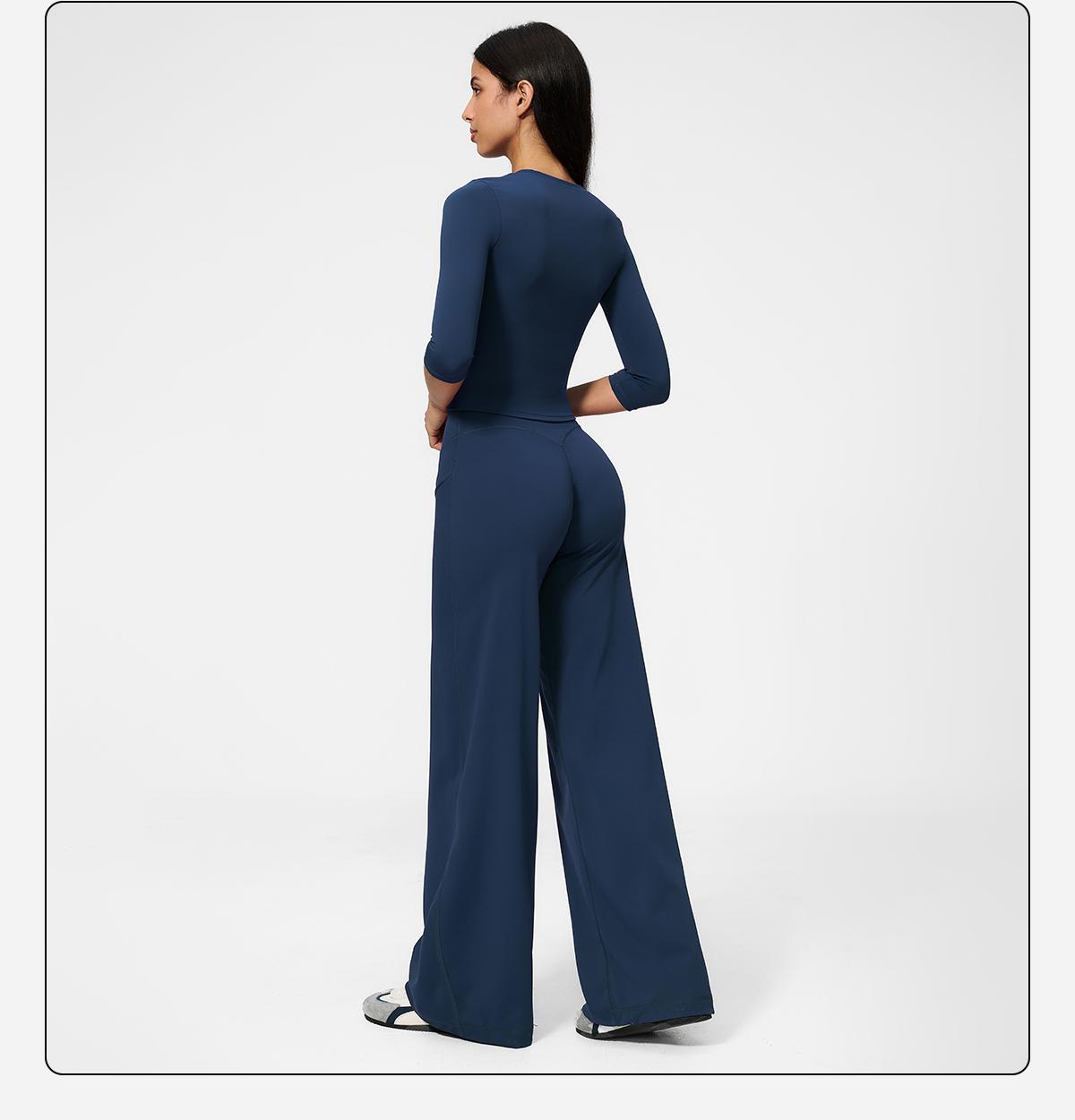 MFVIM Women's 2-Piece Solid Sports Set, Loose Fit Long Sleeve Top & High-Waisted Rolled-Waist Pants Casual Wear Activewear for Yoga, Solid Sports Sets, Outdoor Yoga Suit, Matching Gym Set,back to school,back to school haul