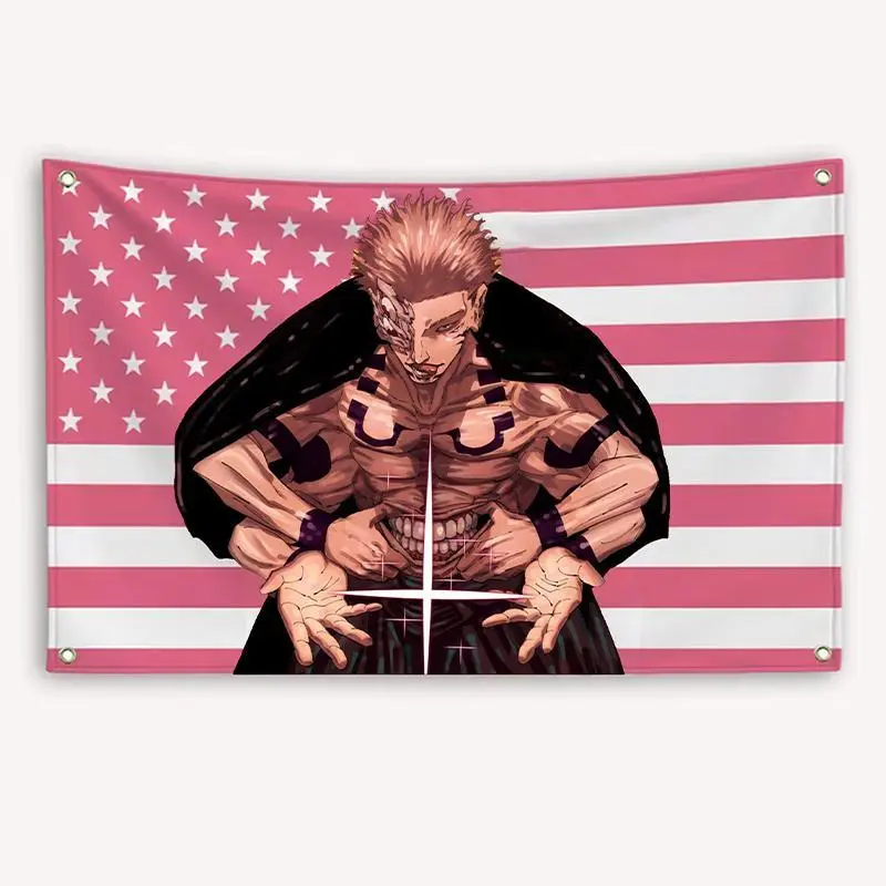 Anime Inspired Demon Slayer Shinobu Kocho American Flag Print Rectangular Polyester Tapestry - Wall Art, Machine Washable, Fade Resistant, Reinforced Loops for Secure Hanging Backdrop, Bedroom Home Decor, Holiday Decor
