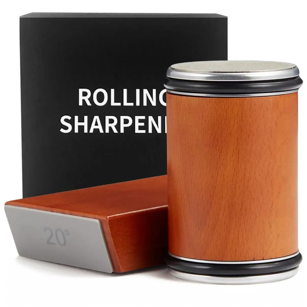 Rolling Knife Sharpener Kit With Diamonds And Ceramic Discs,With Different Angles For Sharp Edges,For Any Hardness Of Steel, medium, Wooden sharpening tumbler for honing knives pocket knife Kitchen Gadgets Kitchen Gadgets