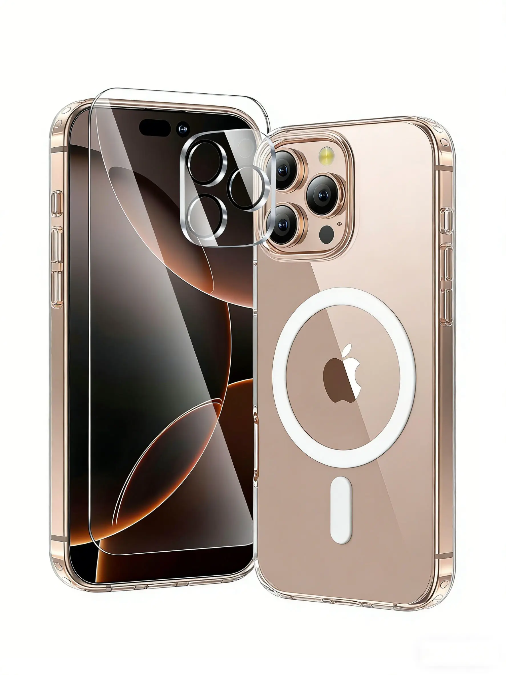 2026 All-in-One Protection Kit for iPhone 17 Pro Max, Magnetic Shockproof Case with Built-in N52 Magnets, Military Grade Drop Proof Clear Cover, Anti-Yellowing Technology, Includes 1 Pack Each 9H Tempered Glass Screen and Camera Protector