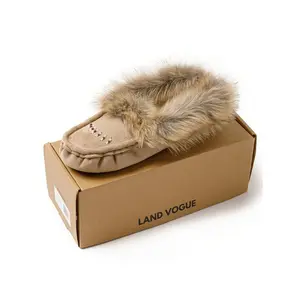 Women's Faux-Fur Beaded Vegan Moccasin Slipper Shoes Girl Footwear