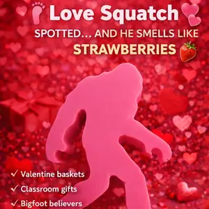 Love Squatch Strawberry Goat Milk Soap – Valentine’s Bigfoot Soap, Handmade