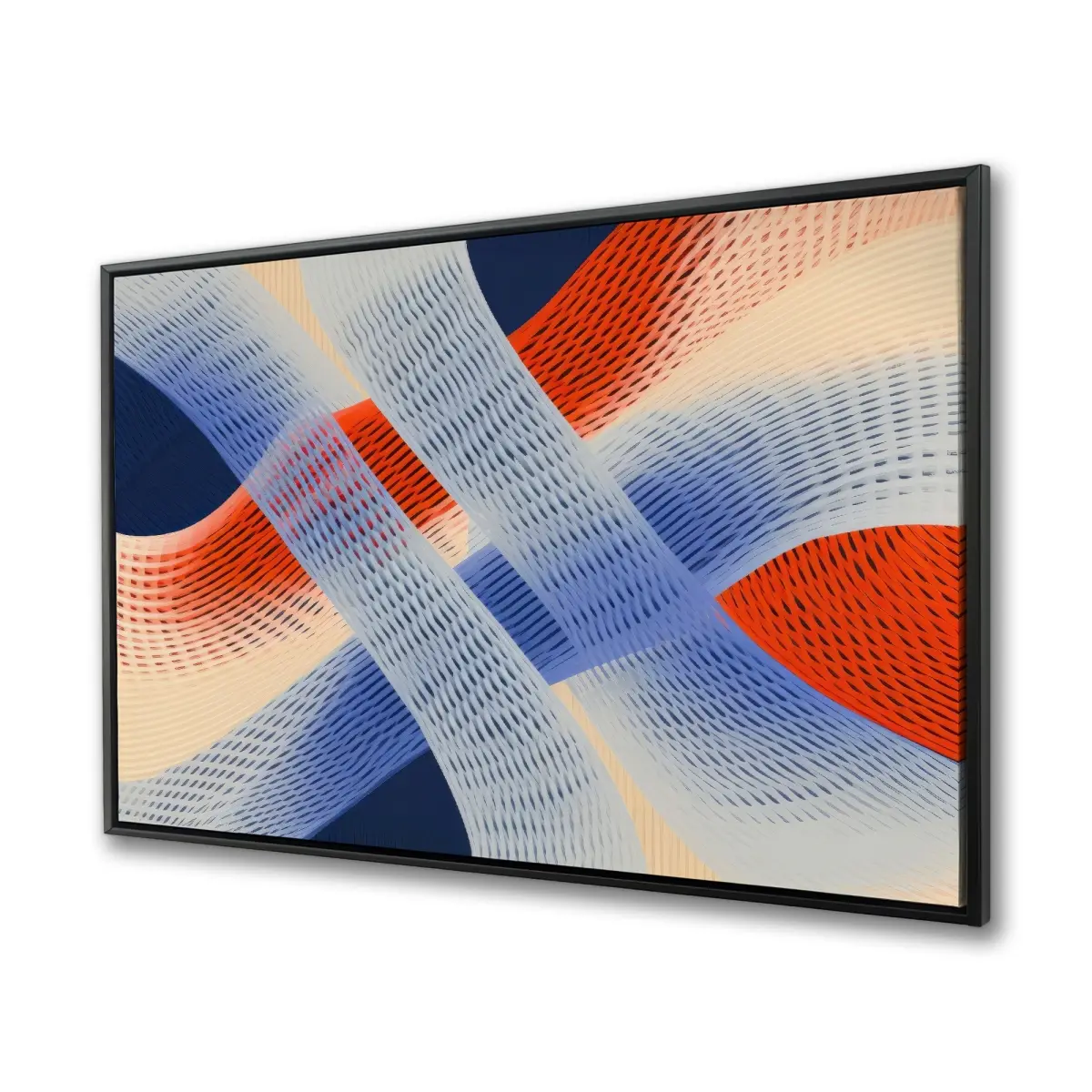 Pictorem C1FC3648M1BD93 Minimalist 36x48 in. Beige Framed Abstract Threading Canvas Artwork, Graphic Wall Art for Home Decoration