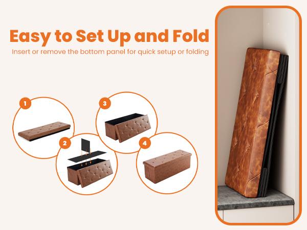 【NEW COLOR】Folding Storage Ottoman Bench, Foot Rest Stool with Padded Seat, Large Toy Box Storage Chest with Seatin, Holds up to 660 lb-Grey