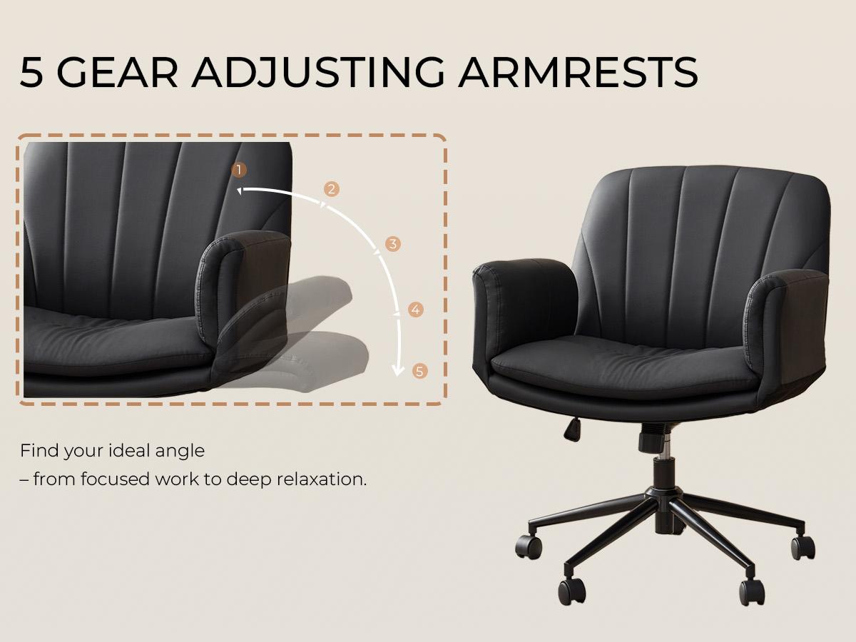 Dowinx Criss Cross Chair with Five-Level Adjustable Arms and Wheels - Comfortable Ergonomic PU Leather Swivel Vanity Chair - Computer Makeup Gaming Chair for Home Office, Bedroom, Living Room Dowinx Criss Cross Chair with Five-Level Adjustable Arms and Wheels - Comfortable Ergonomic PU Leather Swivel Vanity Chair - Computer Makeup Gaming Chair for Home Office, Bedroom, Living Room