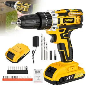 Fotrix 21V Li-ion Cordless Electric Drill with 12V Battery & 12 Drill Bits for Versatile Use Multi-functional Lithium Power Tool Electric Drill Kit for Home with Toolbox & Accessories Set Charger car