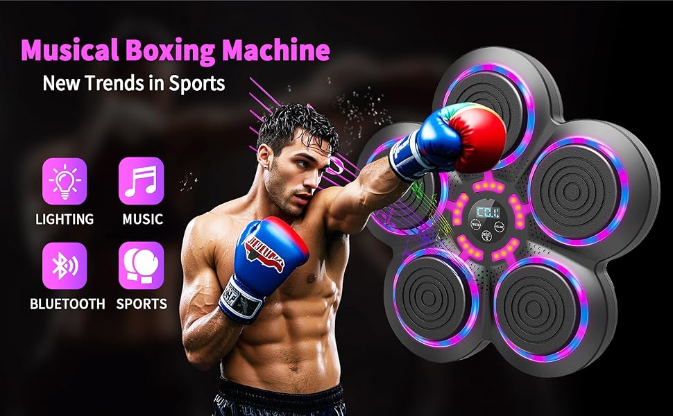 Bluetooth Music Boxing Machine with Gloves, Wall-Mounted Home Workout Target, Type C Charging, Punching Target boxing music machine with gloves for Adults and kids black friday Bluetooth Music Boxing Machine with Gloves, Wall-Mounted Home Workout Target, Type C Charging, Punching Target boxing music machine with gloves for Adults and kids black friday