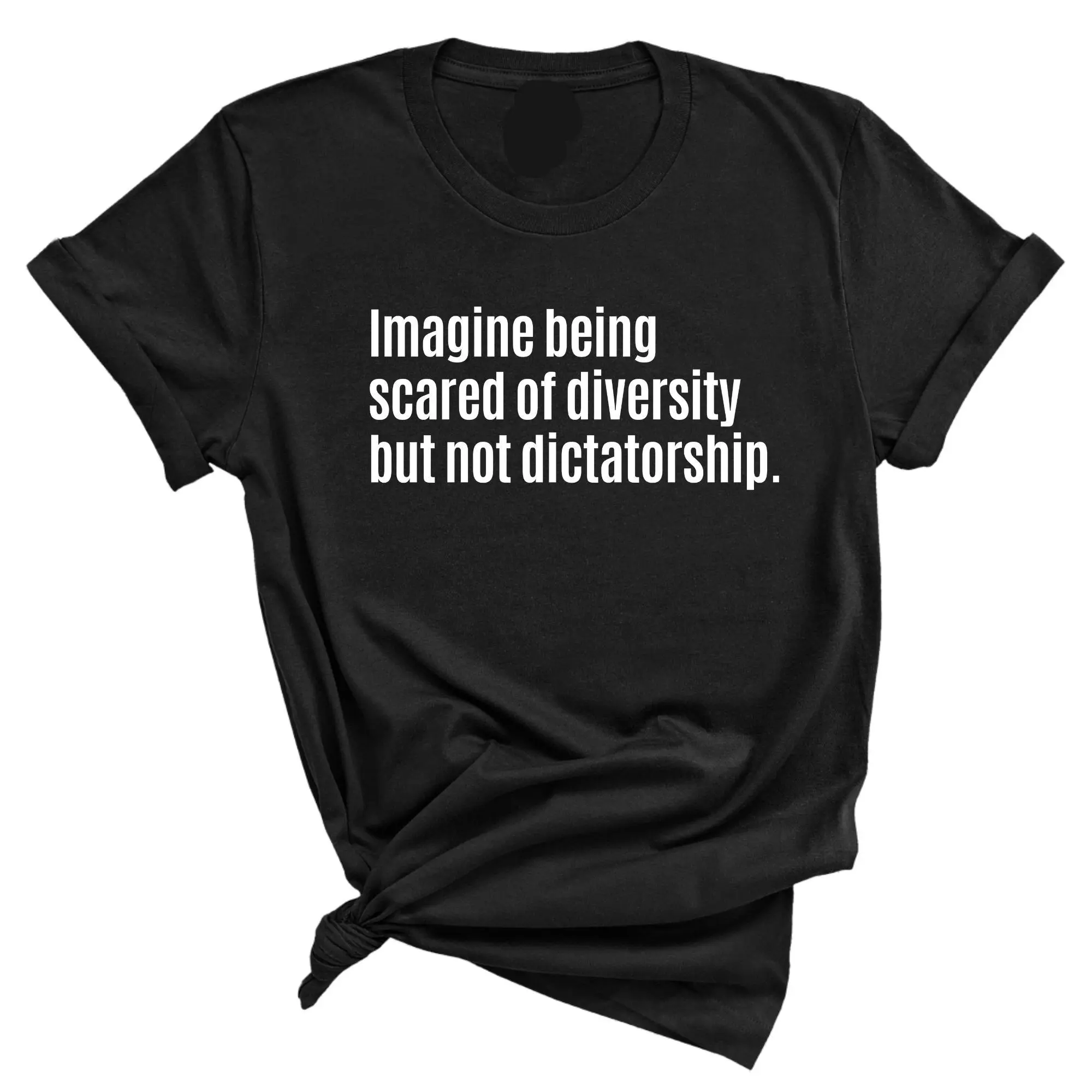 Unisex "Scared of Diversity" Graphic Tee, Oversized Loose-Fit 100% Cotton Shirt, Breathable Lightweight Top for Casual Wear