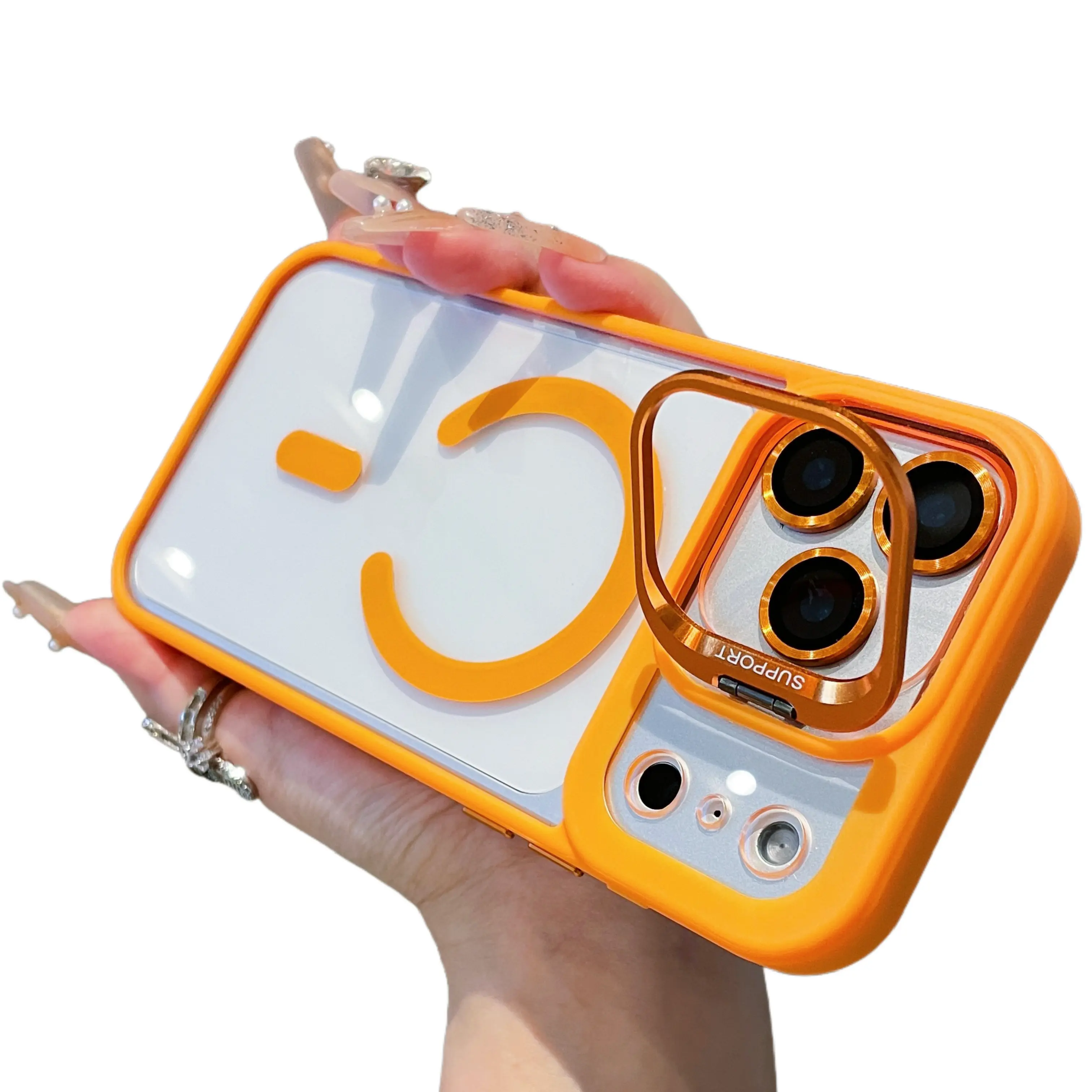 ISEMENA Magsafe Luxury Transparent Phone Case For iPhone 17 Pro Max/17 Air 16 15 14 13 12 Pro/Plus Magnetic Kickstand Stand Shockproof Bumper Cover