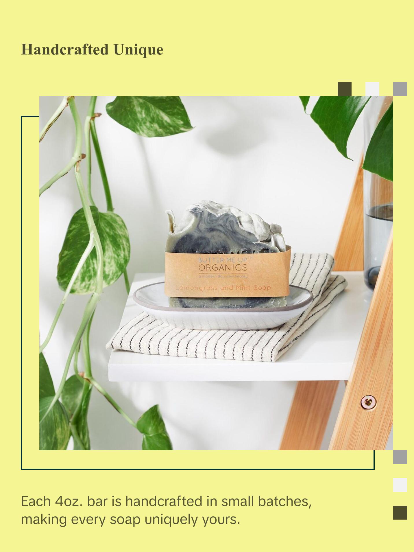 Organic Lemongrass Mint with Activated Charcoal and French Green Clay / Vegan Soap / PALM FREE