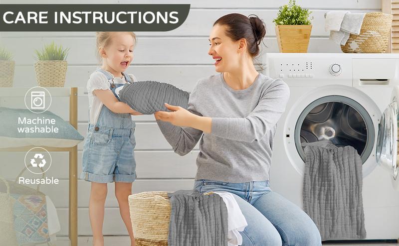 Yoofoss Baby Towels 2 Pack 100% Muslin Cotton 32x32 Inch Soft & Absorbent with Hood for Newborns, Infants, Toddlers & Kids