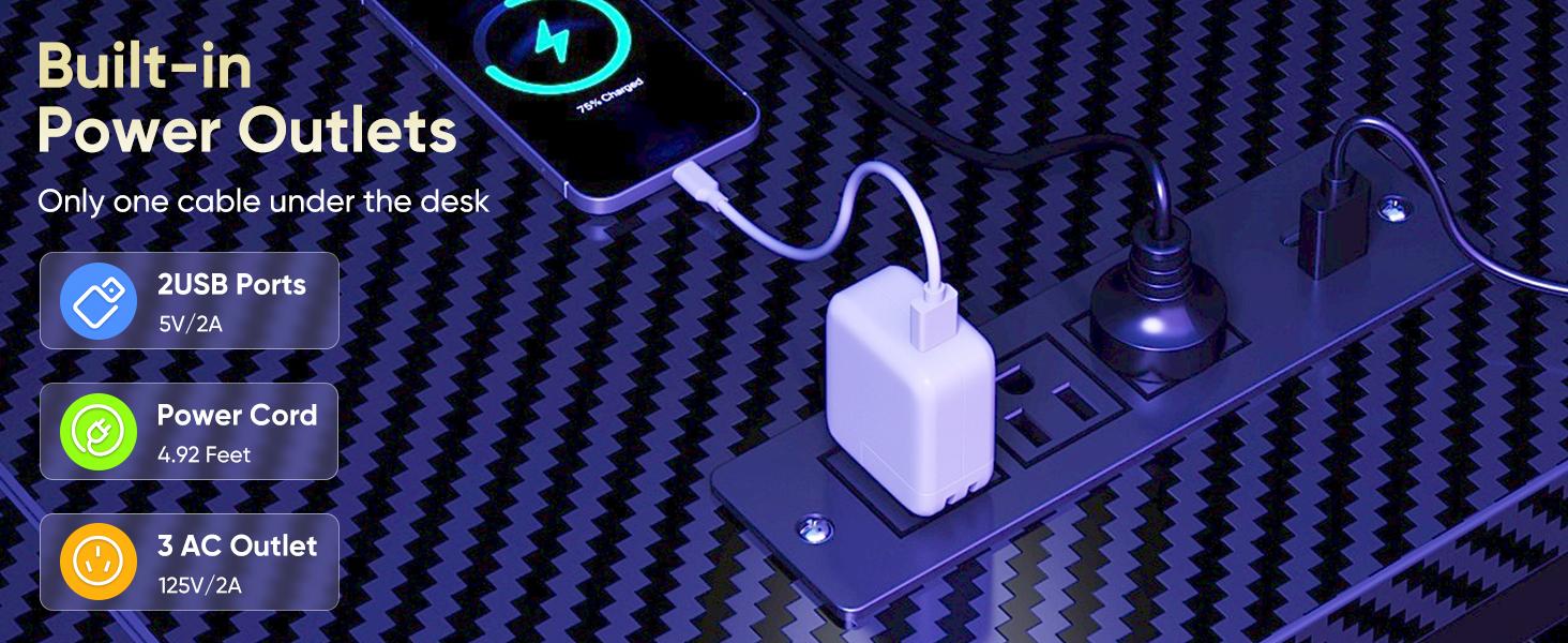 L Shaped Computer Desk with Monitor Stand, LED Lights & Power Outlets, Corner Gaming Desk with Storage Shelf, Home Office Study Desk