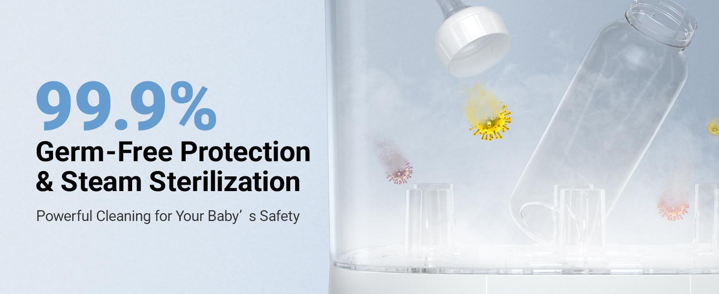 Bear Bottle Sterilizer and Dryer, 2 Layers Large Electric Steam Baby Bottle Sterilizer, Fast Bottle Sanitizer and Dryer for All Bottles & Accessories, Time-Saving Design