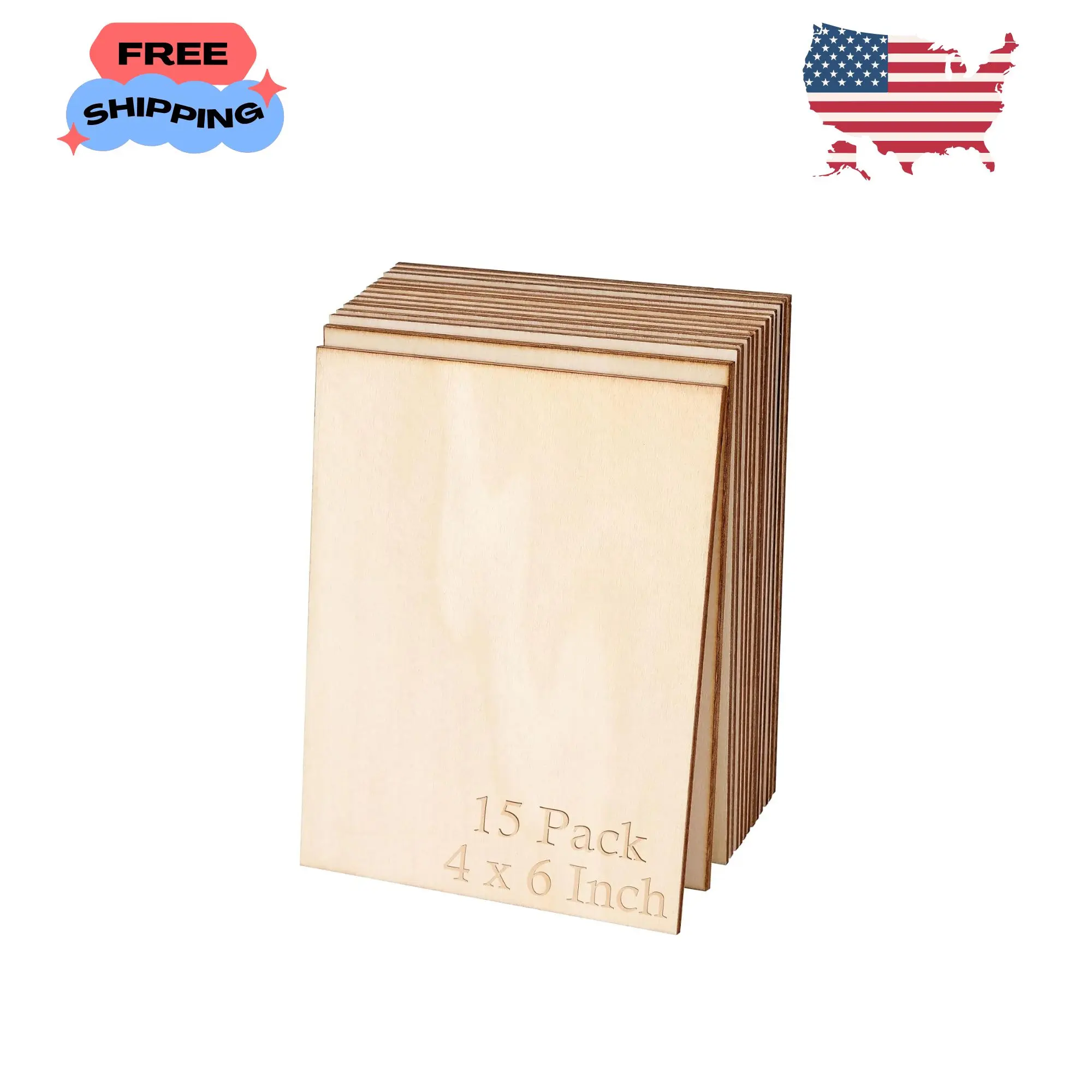 15PCS 4x6 Inch Wood Squares Unfinished Square Wood Pieces