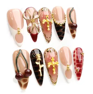 PG09 Wild Glitz Handmade Solid Design 3D Gel Press-On Nails Long-Lasting, Salon-Perfect Finish PG09 Musemood Nails