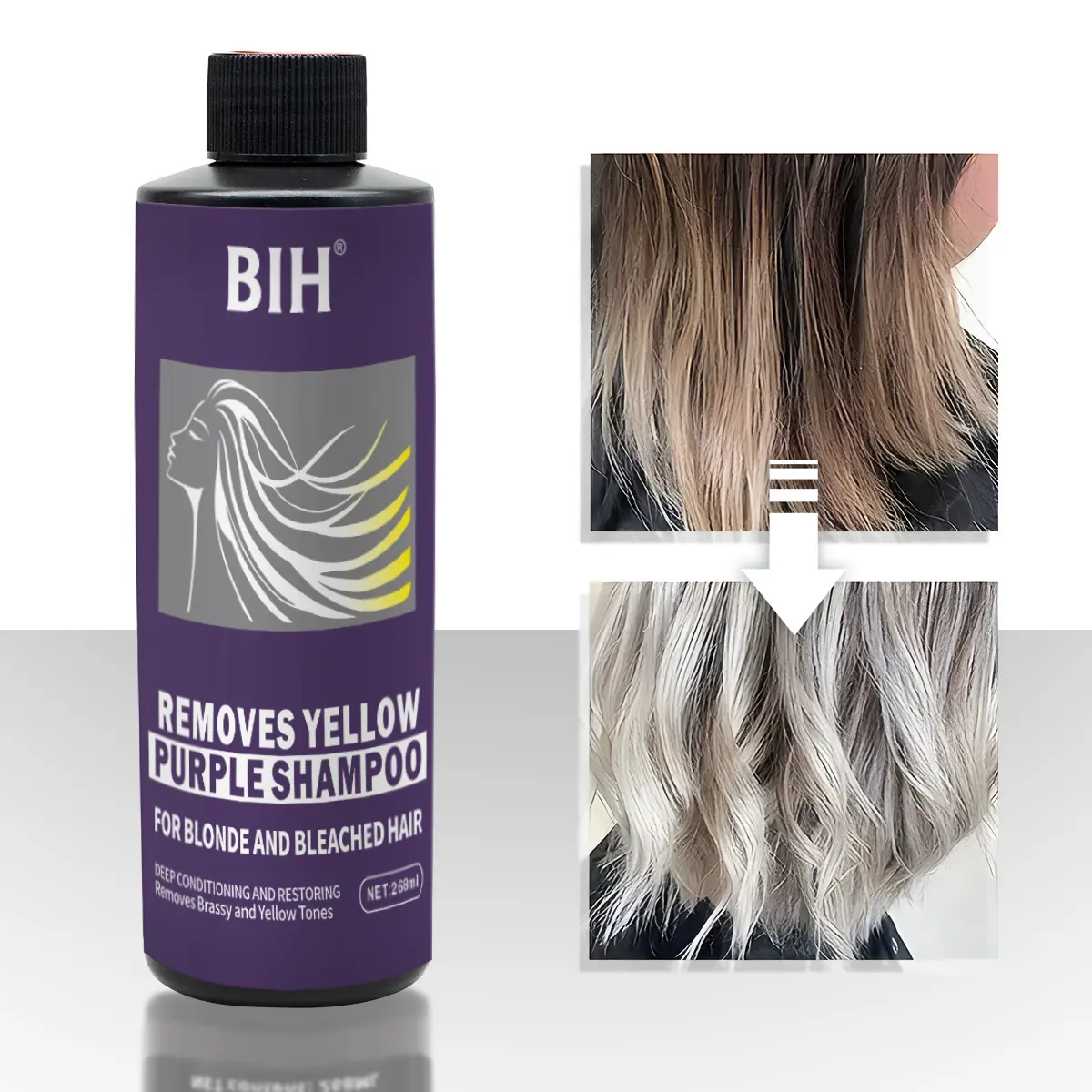 Purple Toning Anti-Brass Haircare Shampoo 268ml, Removes Brassiness from Hair, Eliminates Unwanted Yellow/Orange Tones, Reveals Cool Grey/Silver Shades