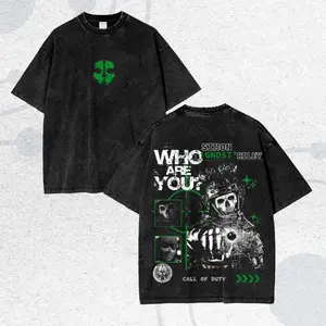 Call of Duty Simon Ghost Riley Vintage T-Shirt | Modern Warfare Task Force 141 Graphic Tee | Mineral Wash Oversized Streetwear Gamer Merch, Essential Piece, Fits Any Wardrobe, Fun Graphics