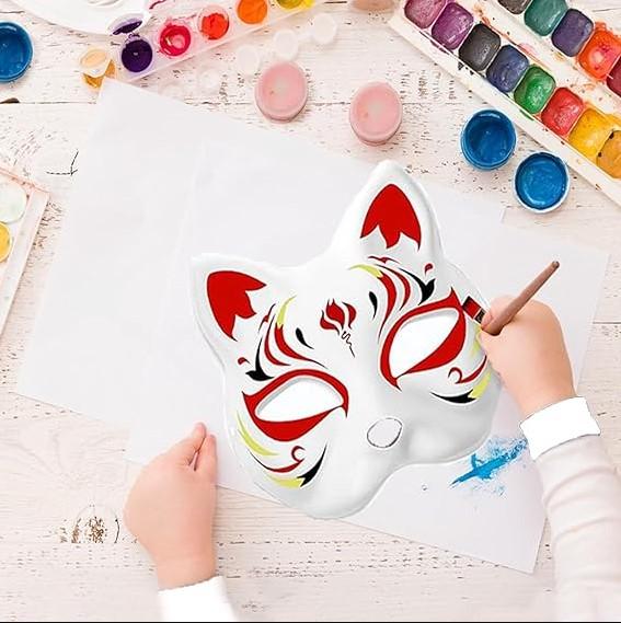 10PCS Cat Masks - White Therian Masks for Masquerade, Halloween, Kids Cosplay & Costume Parties