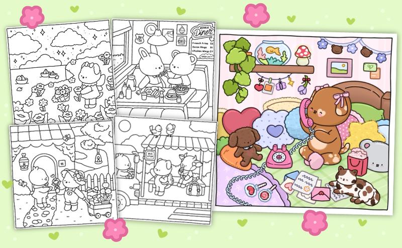 Berrie Coloring Volume 3: Cute and Cozy Coloring Book for Adults & Kids Featuring Easy to Color Animal Illustrations and Adorable Scenes