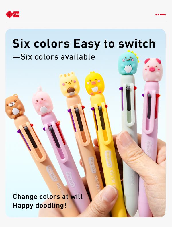 iiGEN LazyStars Animal Multicolor Pens Set of 6 QUIET Slide 0.7mm NO BREAK FAST DRY Rabbit Duck Bear Dino Piggie & Squirrel for Students Kids Gifts - Essential gifts for Valentine's Day, Easter baskets, and birthday parties iiGEN LazyStars Animal Multicolor Pens Set of 6 QUIET Slide 0.7mm NO BREAK FAST DRY Rabbit Duck Bear Dino Piggie & Squirrel for Students Kids Gifts - Essential gifts for Valentine's Day, Easter baskets, and birthday parties