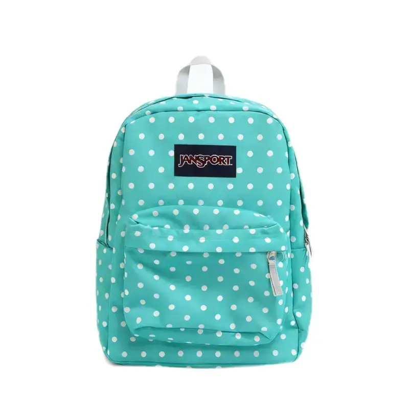 JanSport Turquoise White Polka Dot Backpack Cute Colorful Printed Backpack For School Travel