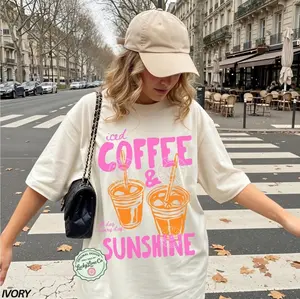 Iced Coffee and Sunshine Shirt, Iced Coffee Shirt, Coffee Lover Gifts, Summer Tshirt, Summer Vibes Shirt, Coffee TShirt, Comfort Colors Tee