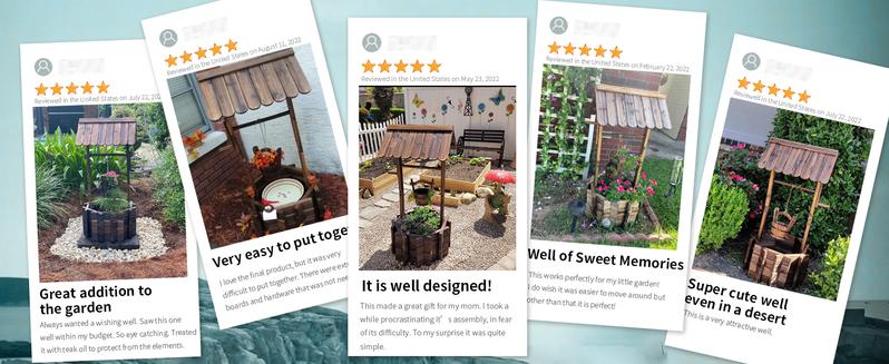 Aoxun Wooden Wishing Well Planter with Hanging Bucket for Flower and Plants Indoor and Outdoor, Rustic Flower Planter Patio Garden Ornamental, Home Decor, Brown